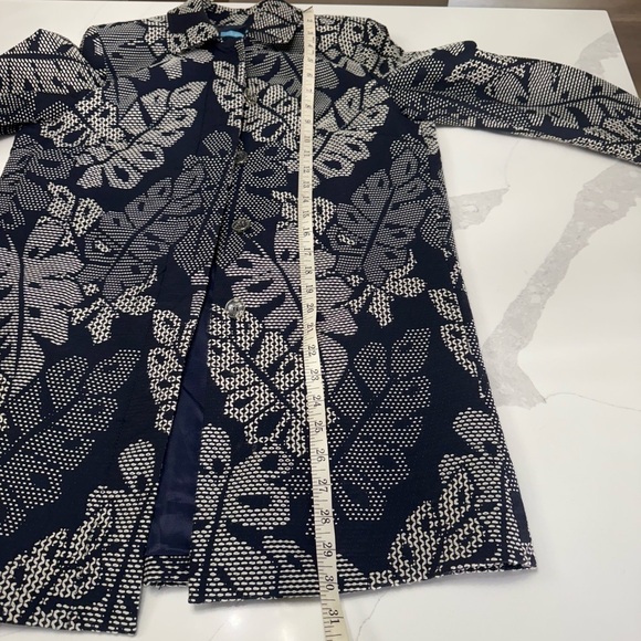 J McLaughlin Hester Raffia Palm Leaf Jacket navy blue women’s size small - Picture 11 of 11